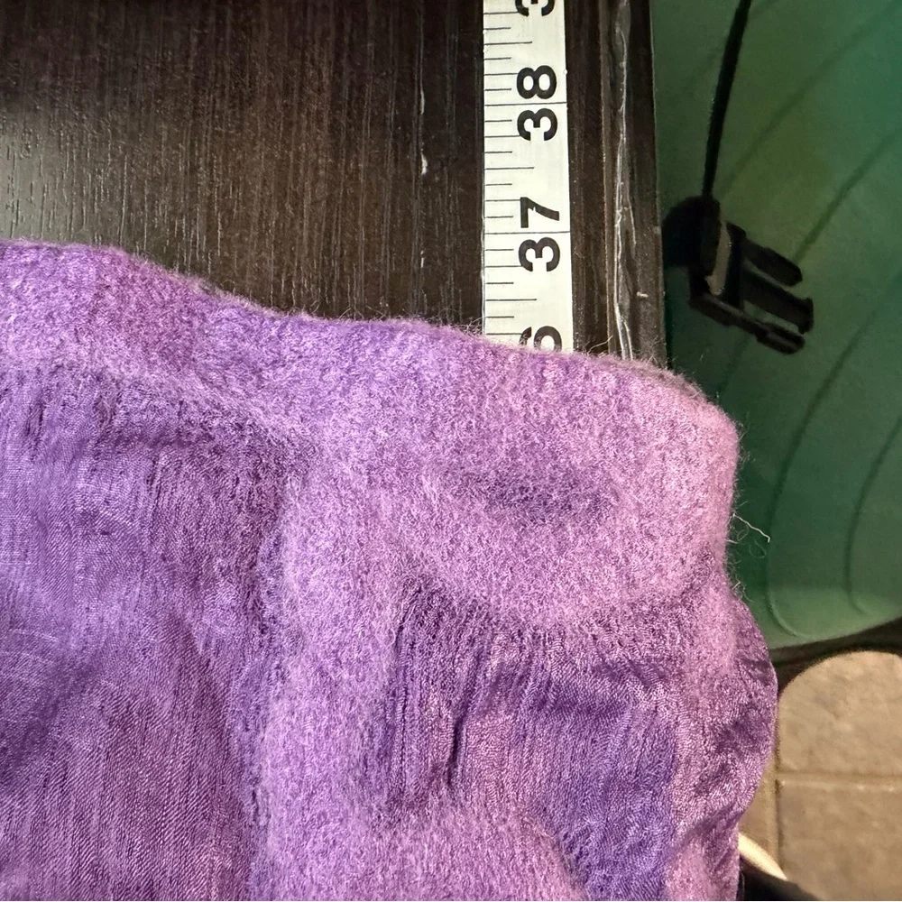 HANDCRAFTED BY 7 SISTERS SILK & FELTED WOOL‎ purple FLOWERS SCARF/SHAWL 15x72”